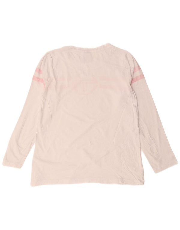 Sergio Tacchini Top grafico da donna a maniche lunghe UK 14 a righe bianche medie