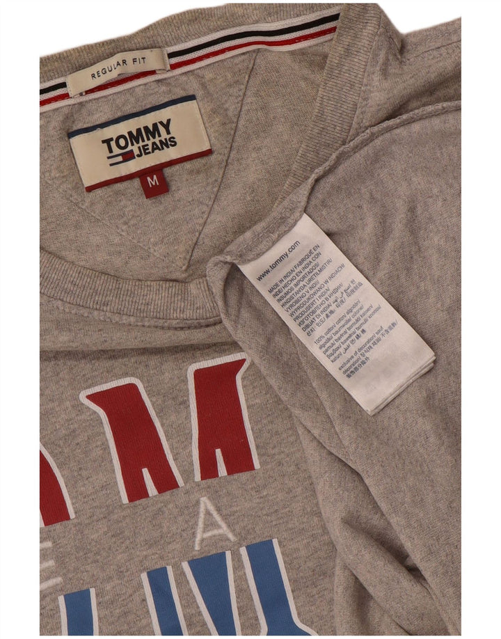 TOMMY HILFIGER T-shirt grafica da donna vestibilità regolare UK 14 Grigio medio