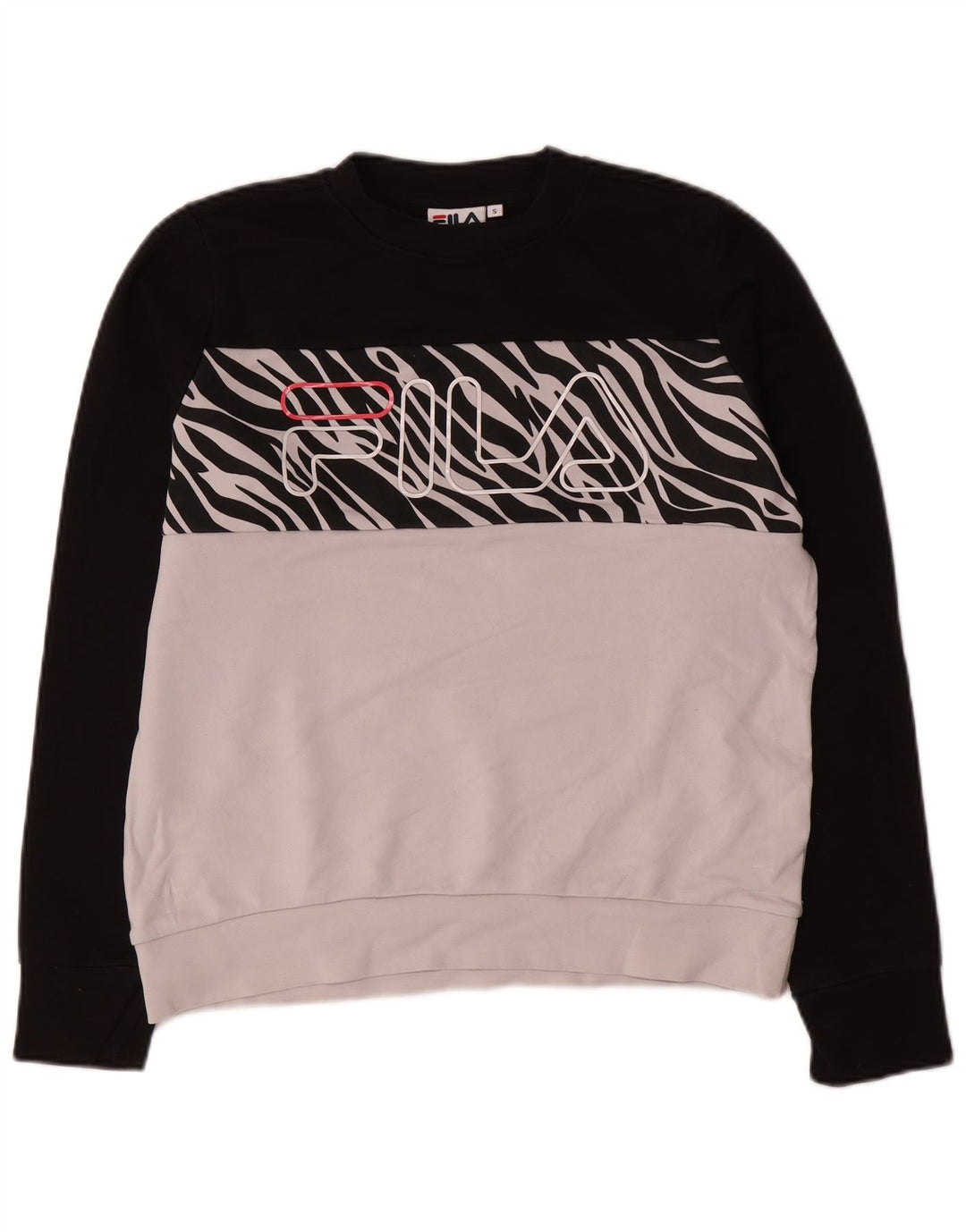 Fila Felpa grafica da uomo Maglione piccolo cotone color block bianco