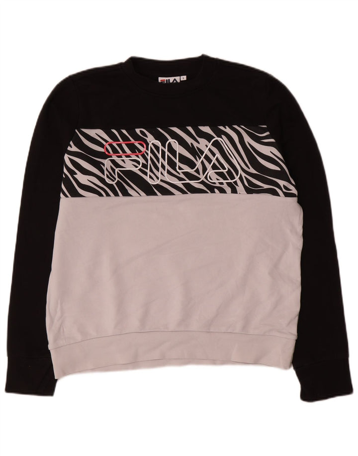 Fila Felpa grafica da uomo Maglione piccolo cotone color block bianco