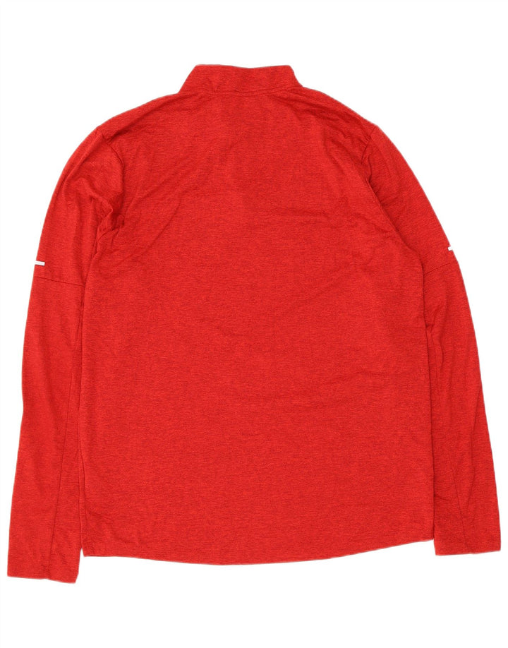 Maglia da ginnastica Nike Dri Fit con zip e collo da uomo, rosso medio chiazzato
