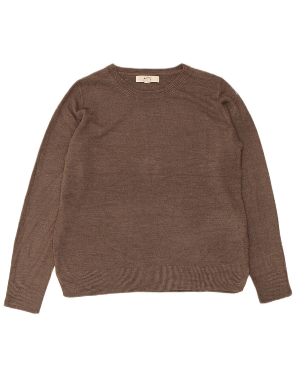 Maglione maglione girocollo da donna Marks & Spencer UK 10 piccolo acrilico marrone