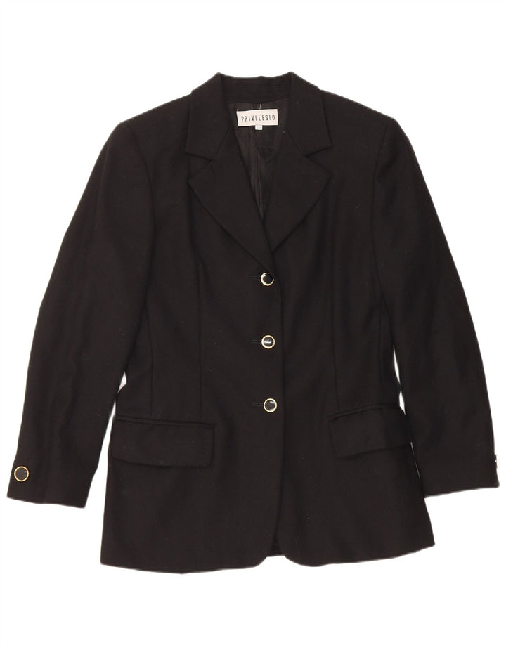 Giacca Blazer a 3 Bottoni Privilegio Donna IT 40 Small Nera in Lana Vergine