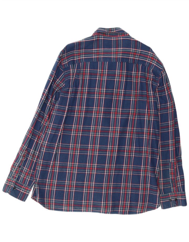 MARLBORO CLASSICS Camicia in flanella da uomo 3XL Cotone scozzese blu navy