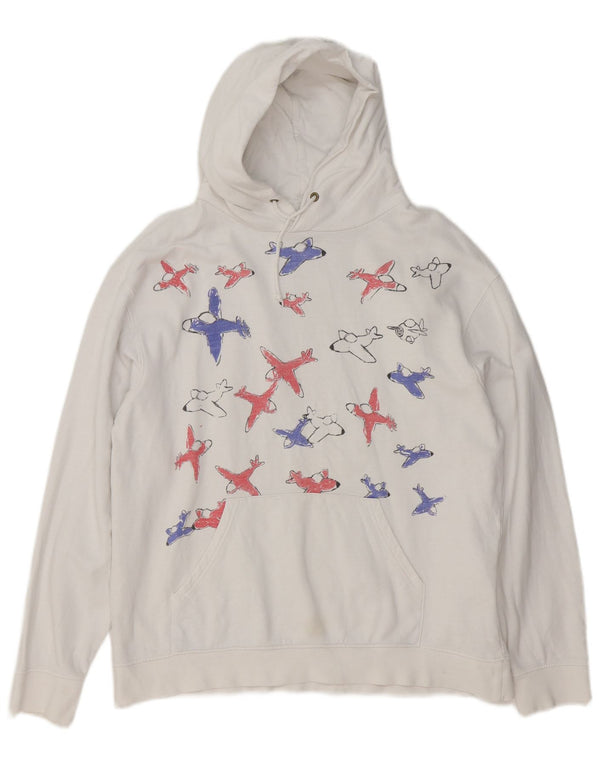 Topshop Felpa con cappuccio grafica da donna UK 14 Cotone bianco medio