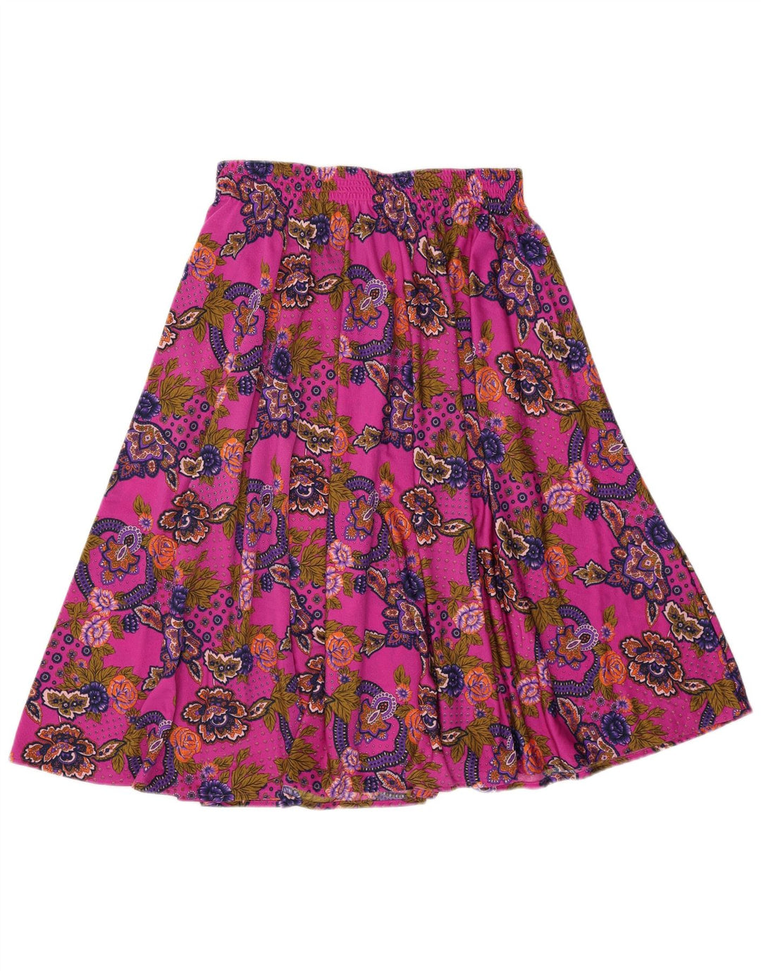 Gonna svasata da donna vintage W34 grande motivo cachemire rosa