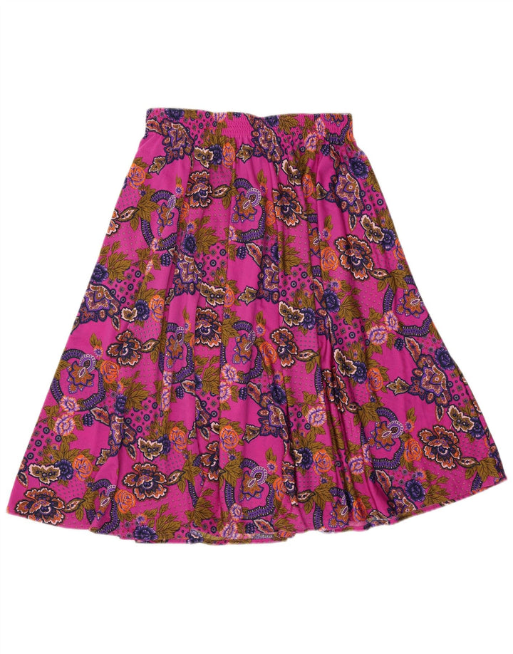 Gonna svasata da donna vintage W34 grande motivo cachemire rosa