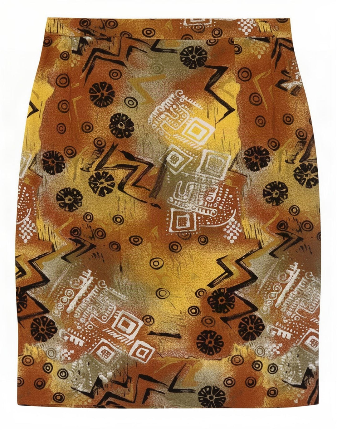 Gonna dritta da donna vintage con motivo astratto grande W32 multicolore