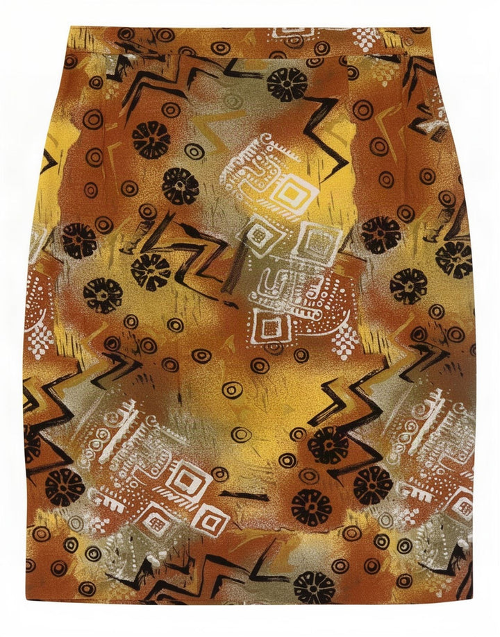 Gonna dritta da donna vintage con motivo astratto grande W32 multicolore