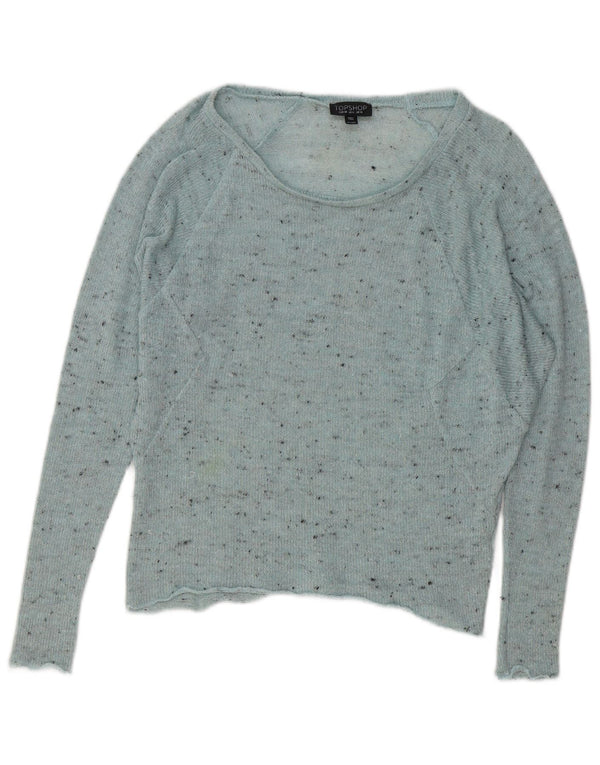 Topshop Maglione da donna oversize con scollo a barca UK 10 Piccolo blu screziato