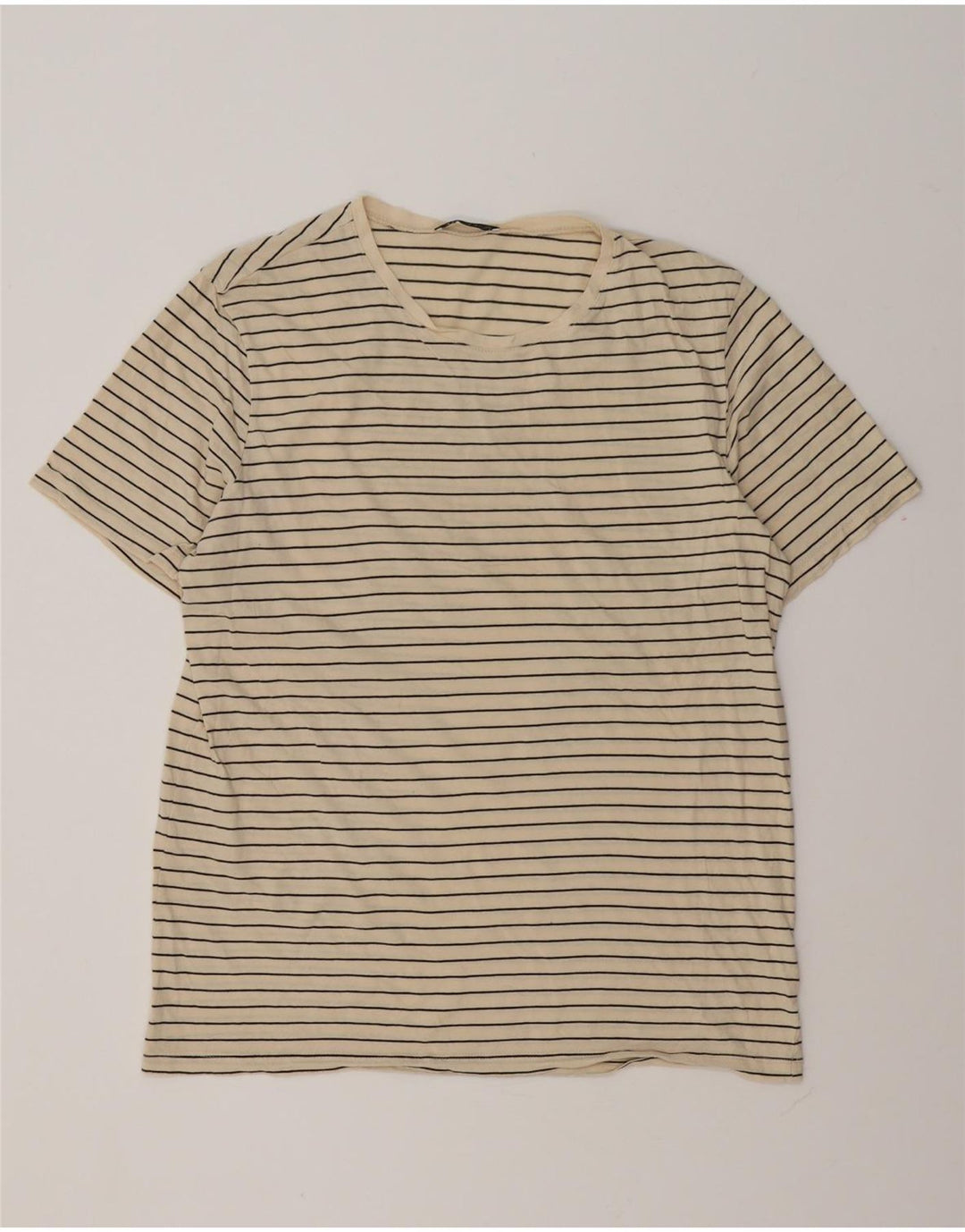 T-shirt Zara da uomo Top grande in cotone a righe beige