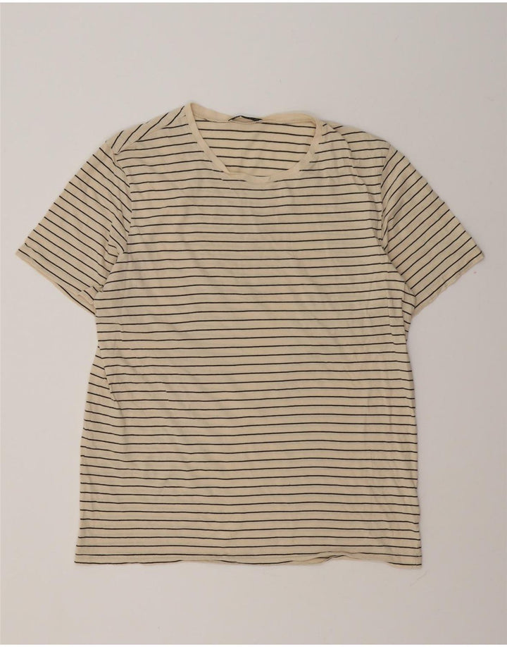 T-shirt Zara da uomo Top grande in cotone a righe beige