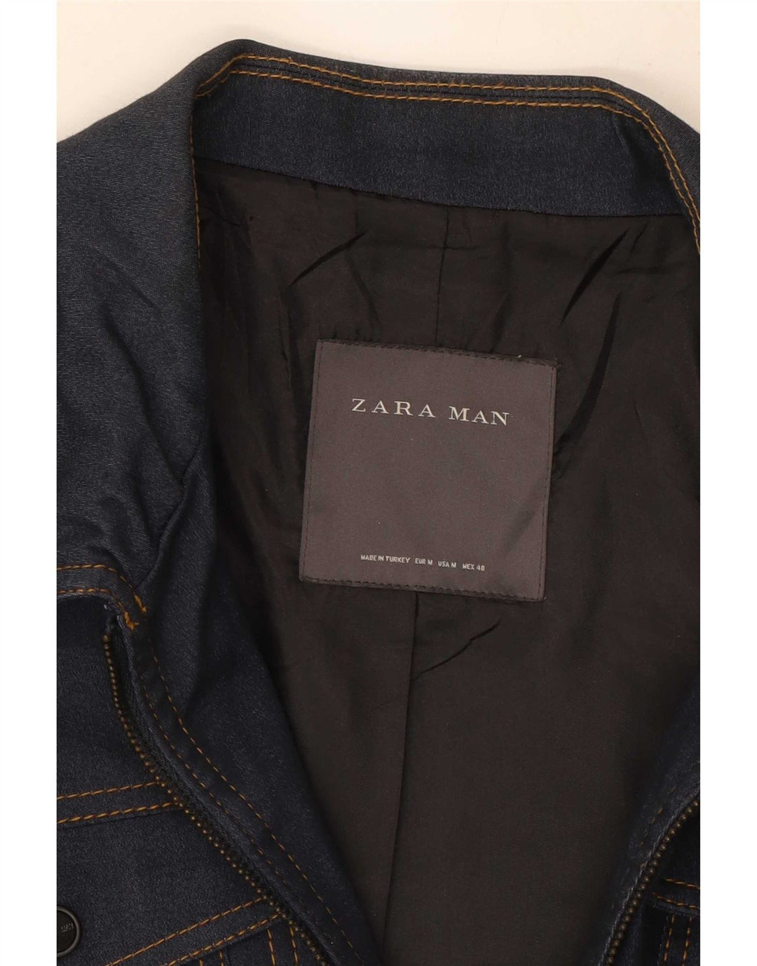 Giacca di jeans da uomo Zara UK 38 cotone blu navy medio