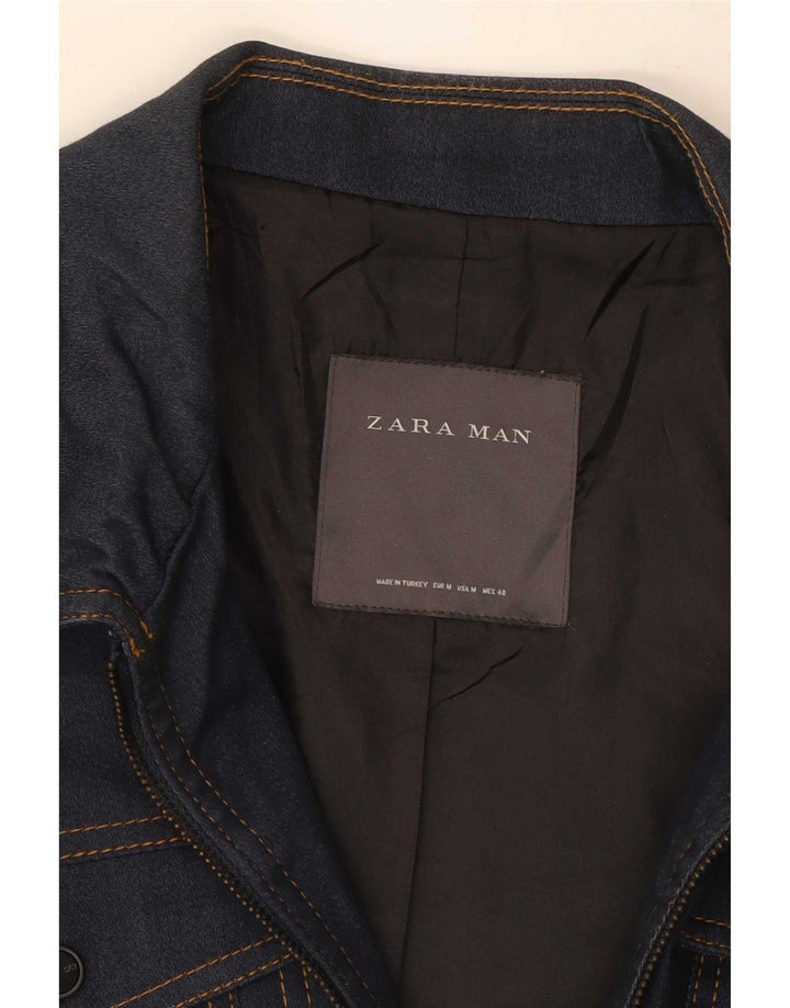 Giacca di jeans da uomo Zara UK 38 cotone blu navy medio