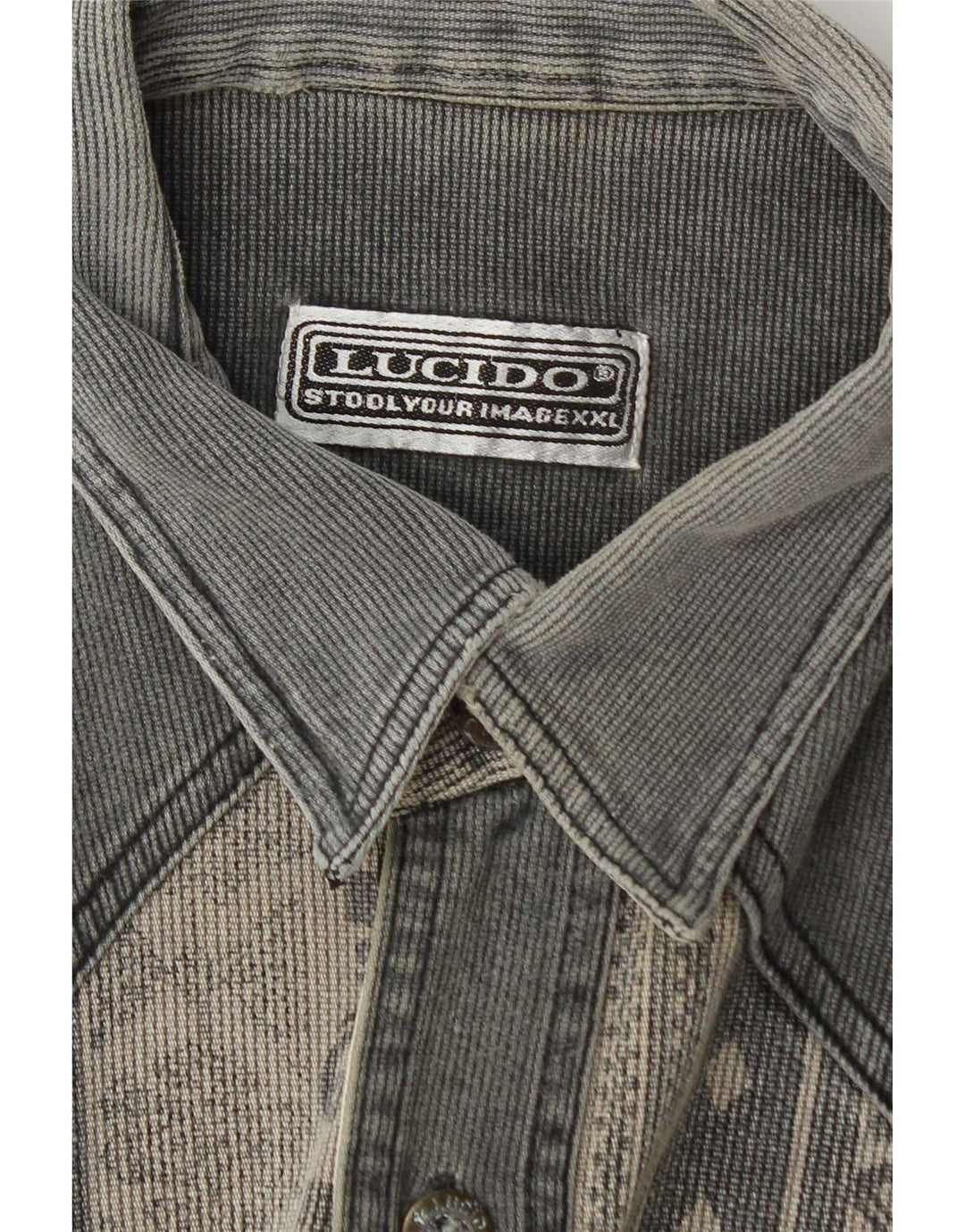 Camicia vintage da uomo a righe grigie grandi