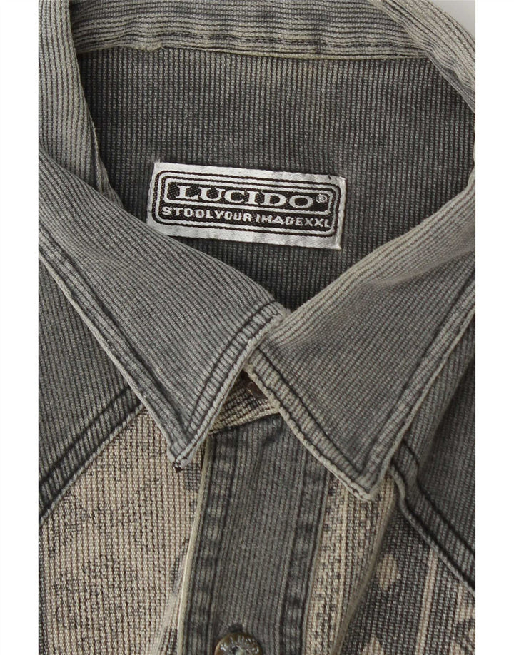 Camicia vintage da uomo a righe grigie grandi