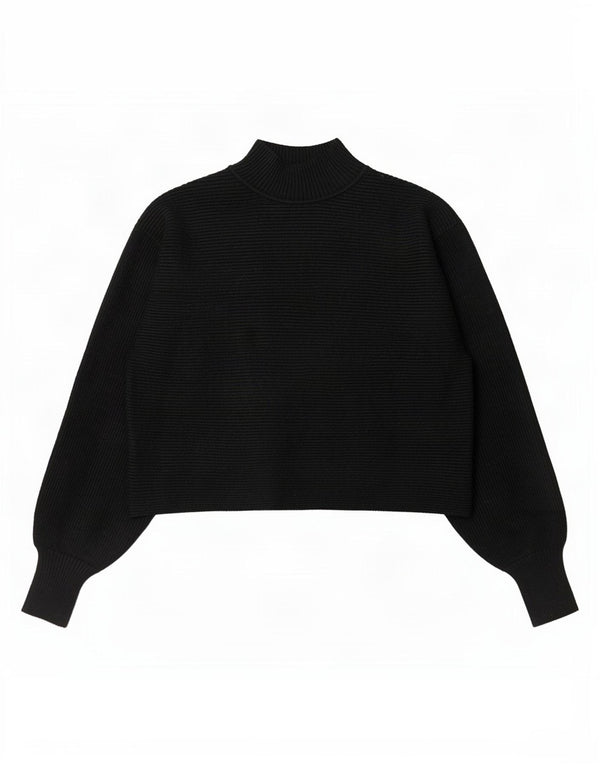 Maglione corto a collo alto da donna Zara UK 12 a righe nere medie