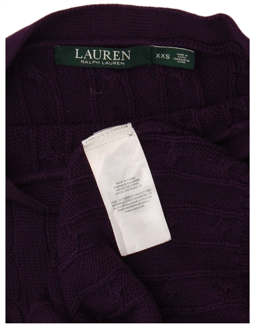 RALPH LAUREN Maglione da donna con scollo a barca UK 2 2XS Cotone viola