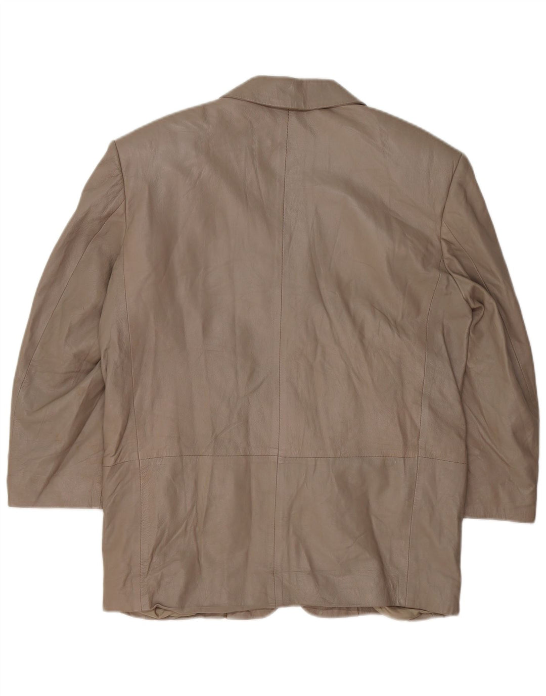 Giacca blazer in pelle da donna a 3 bottoni VINTAGE UK 16 grande in pelle grigia