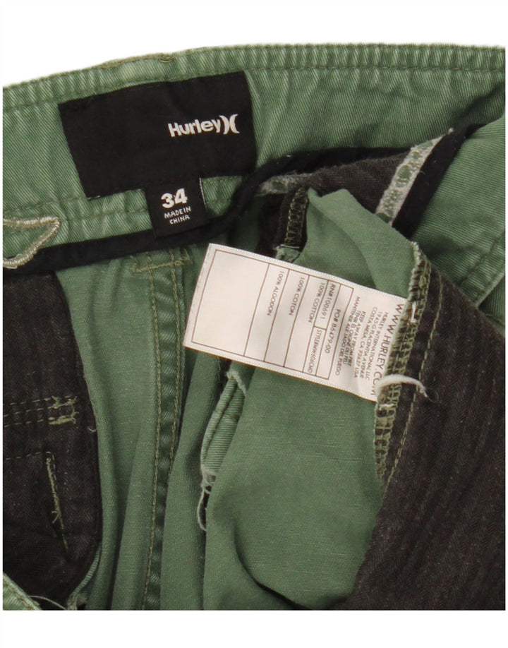 Pantaloncini cargo da uomo Hurley W34 Large in cotone verde