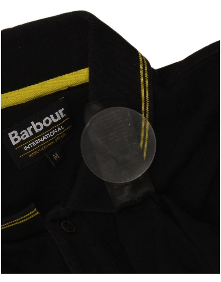 Polo da uomo Barbour in cotone a righe nere medie