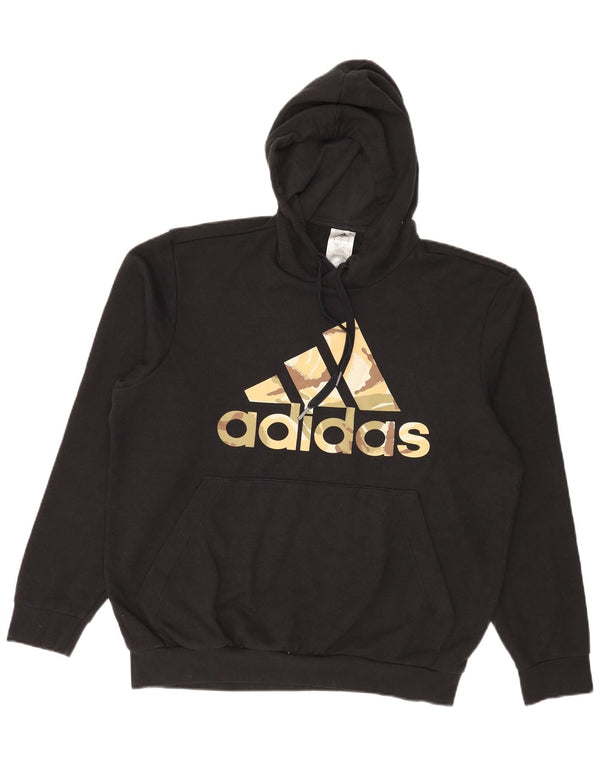 Felpa con cappuccio grafica da uomo Adidas Large in cotone nero