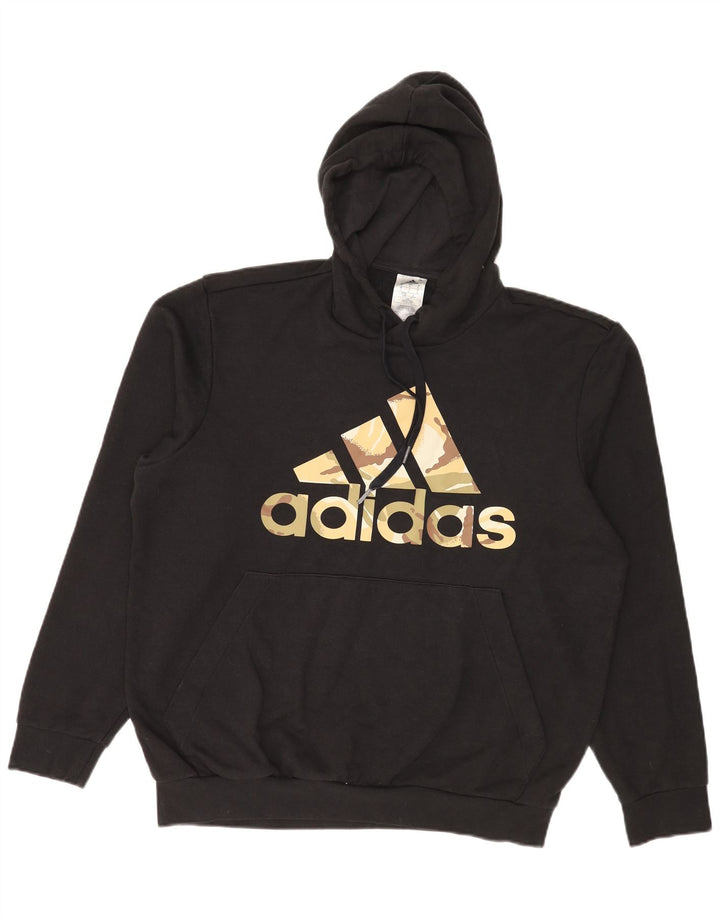 Felpa con cappuccio grafica da uomo Adidas Large in cotone nero