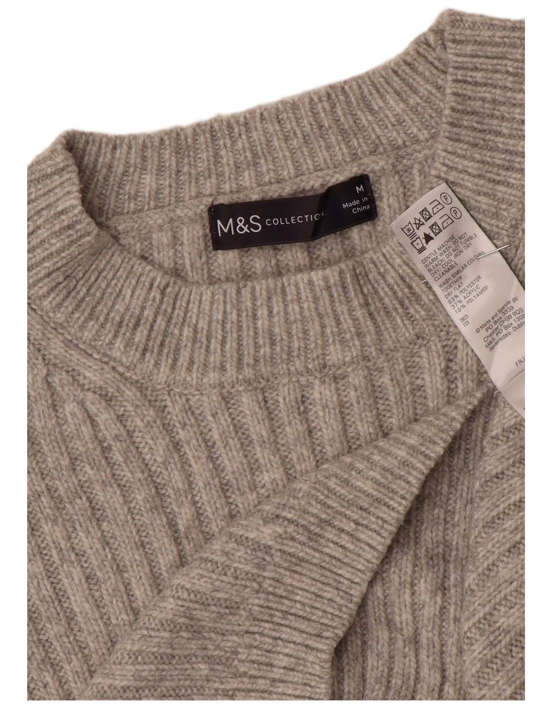 Maglione maglione girocollo da donna Marks & Spencer UK 12 Poliestere grigio medio