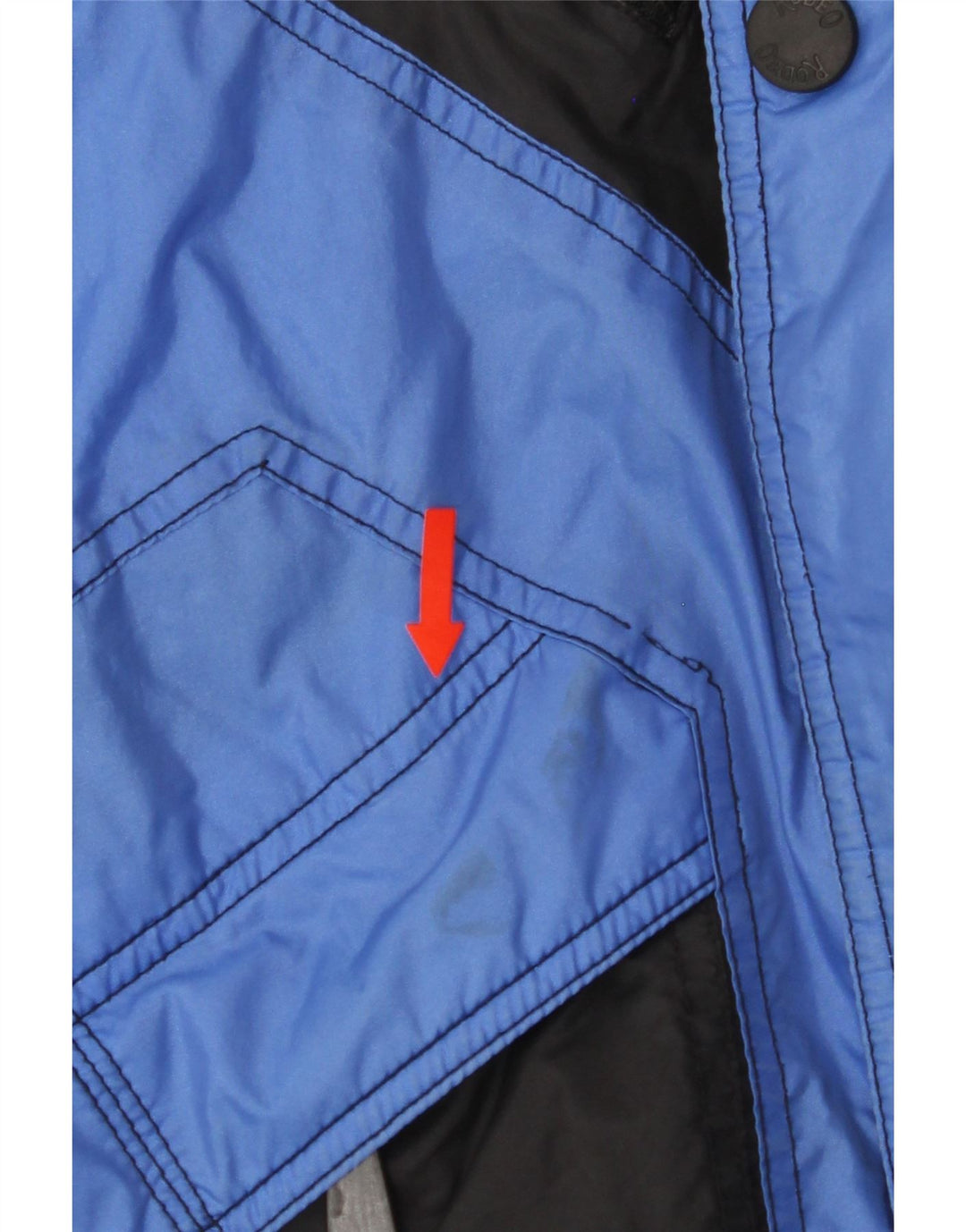 RODEO Mens Hooded Windbreaker Jacket UK 36 Small Blue Colourblock Nylon Vintage Rodeo and Second-Hand Rodeo from Messina Hembry 