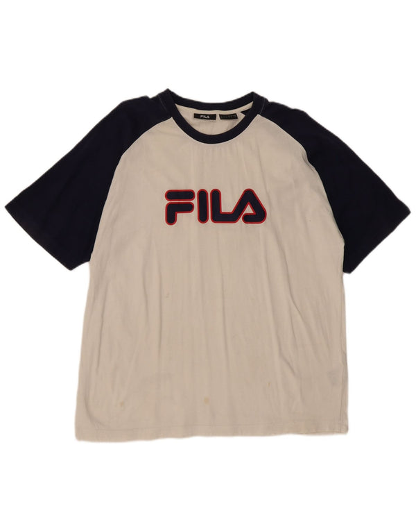 T-shirt grafica da uomo FILA Top grande in cotone color block bianco