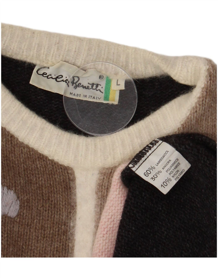 Maglione maglione girocollo da donna Cecilia Benetti UK 16 Large Grey Lambswool