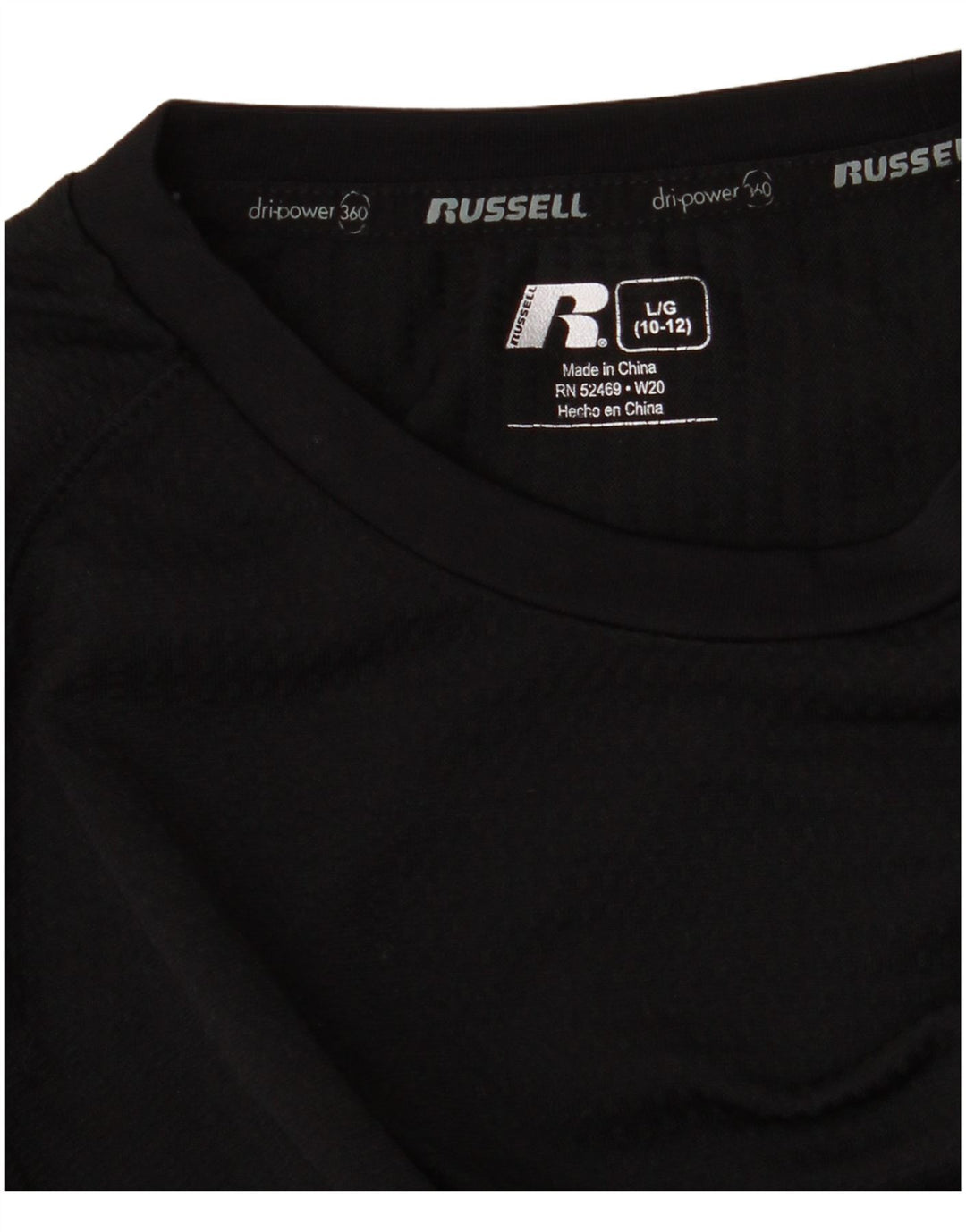 Maglietta Russell Athletic da ragazzo Dri-Power a maniche lunghe 10-11 anni, grande, nera
