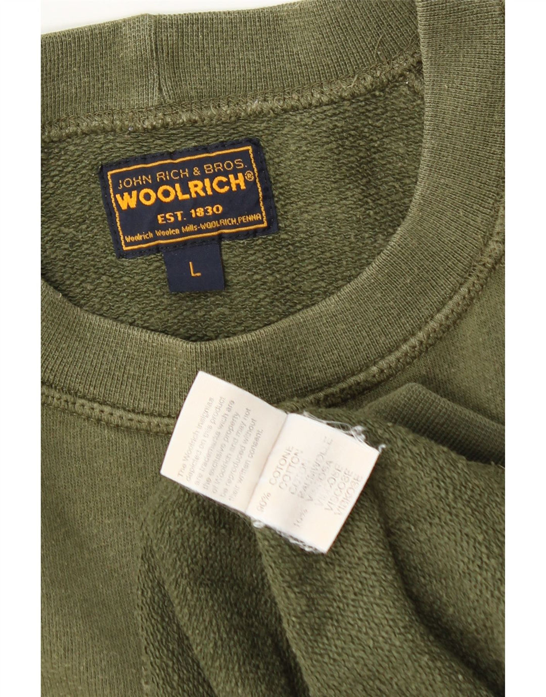 Felpa grafica da uomo Woolrich Maglione grande cotone verde