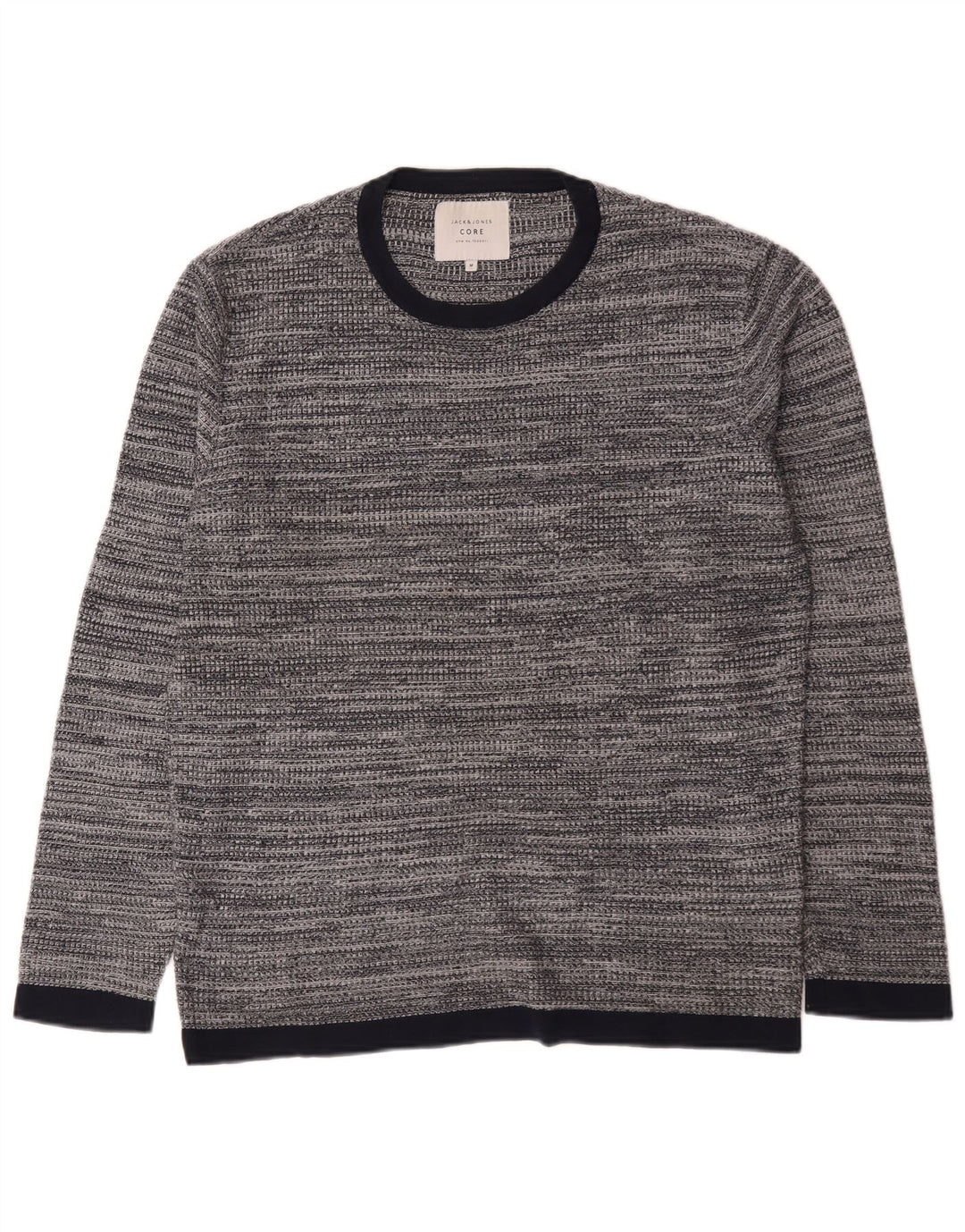 Maglione maglione girocollo da uomo Jack & Jones in cotone screziato grigio medio