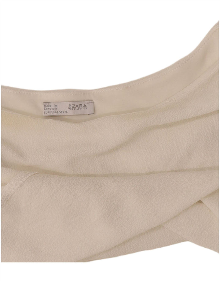 Top Zara da donna con poncho senza maniche, camicetta UK 10 piccola bianca