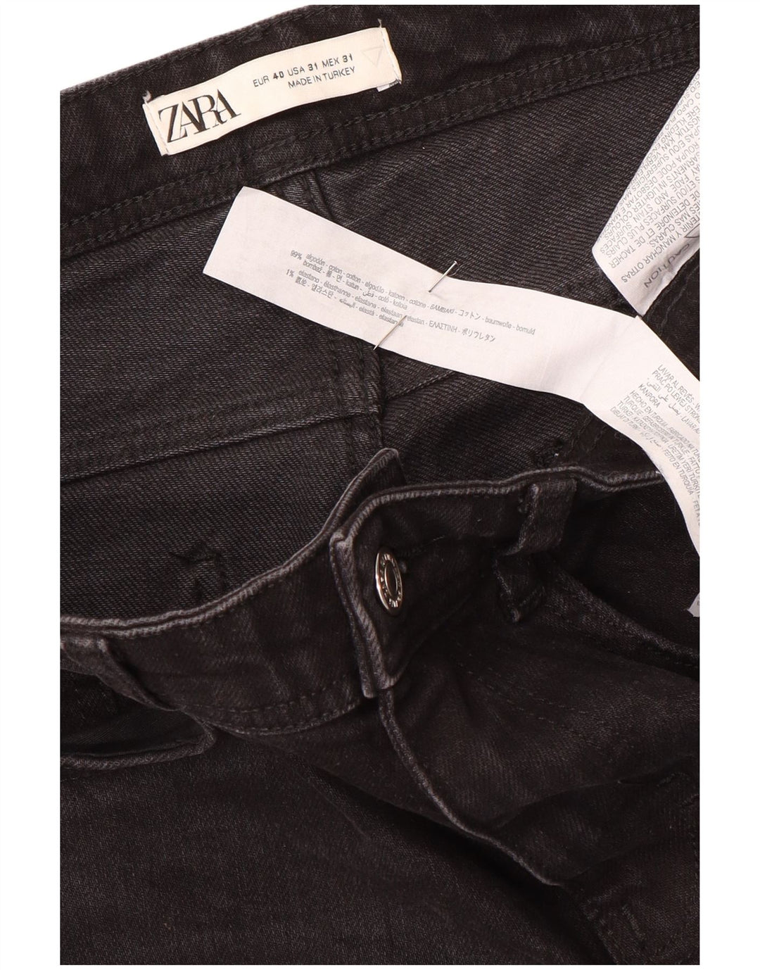 Jeans slim da donna Zara EU 40 medio W31 L29 cotone nero
