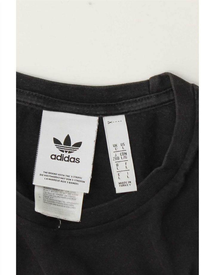 T-shirt grafica da uomo Adidas Top grande in cotone grigio