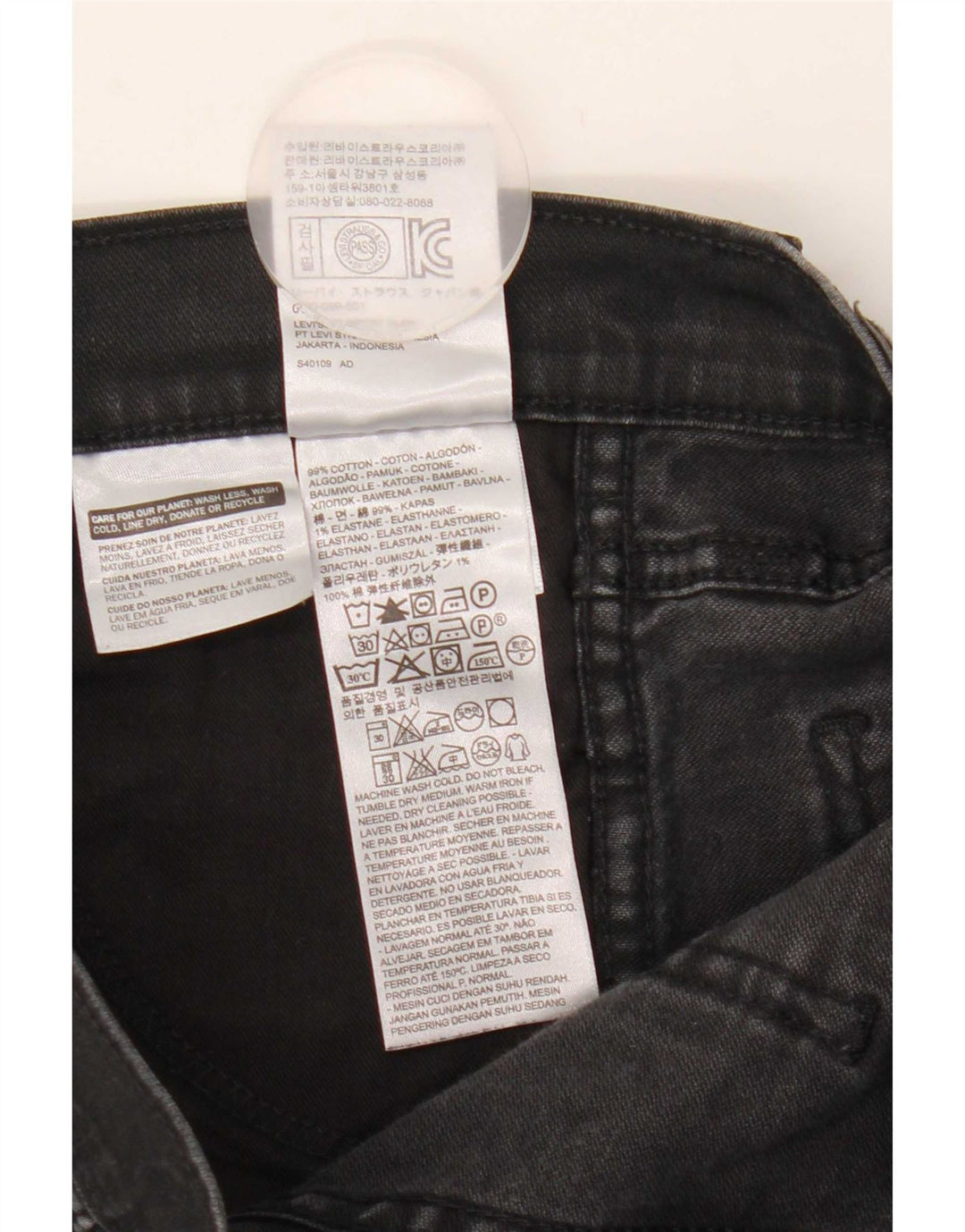 Jeans slim da donna Levi's W30 L29 cotone nero