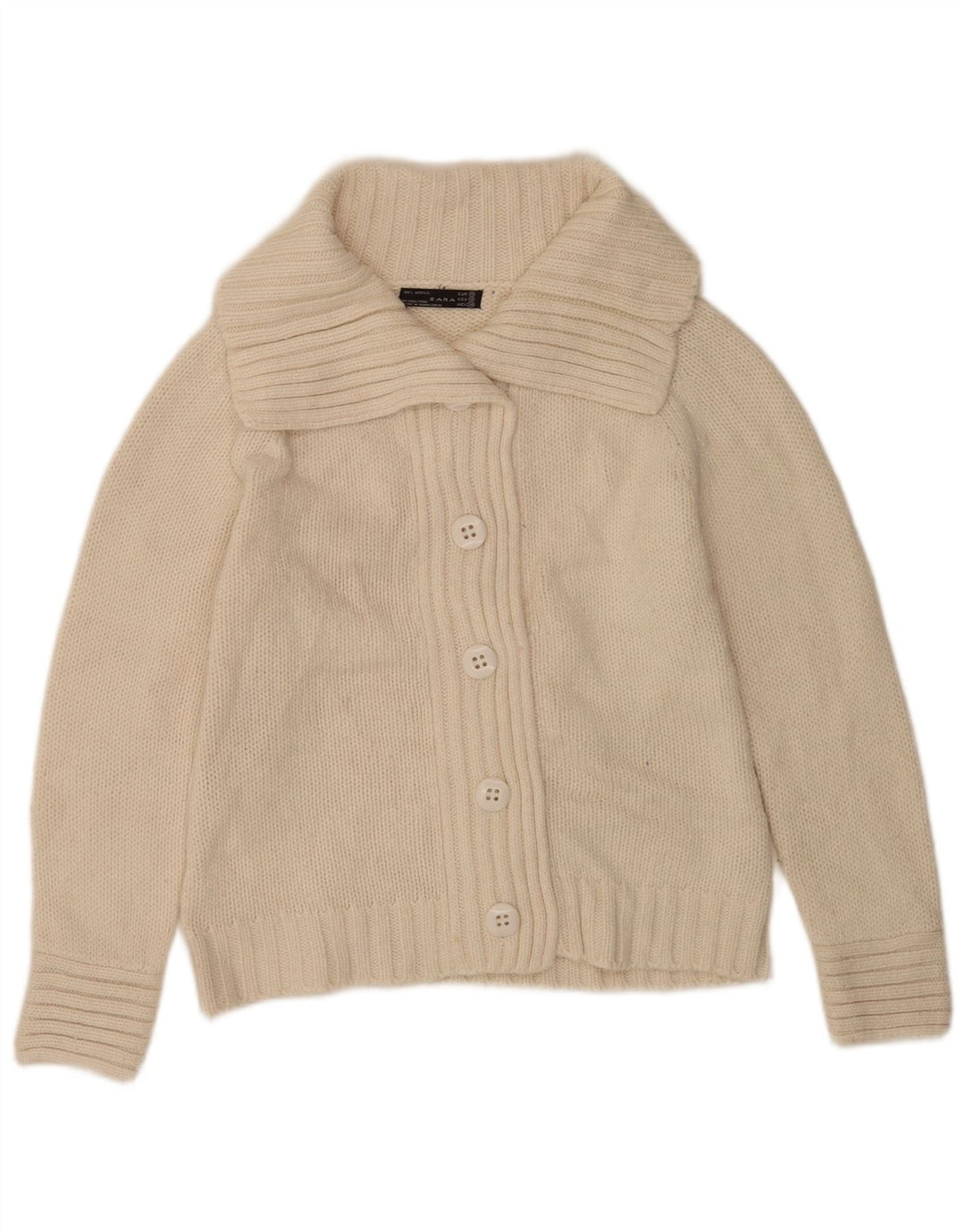 Maglione cardigan da donna Zara UK 14 Acrilico bianco sporco medio