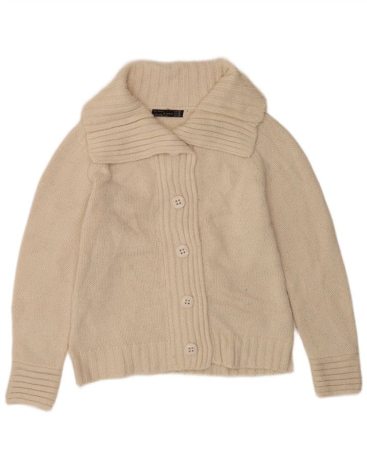 Maglione cardigan da donna Zara UK 14 Acrilico bianco sporco medio