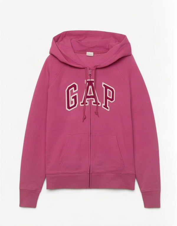 Maglione con cappuccio e zip grafica da donna Gap UK 10 piccolo cotone rosa