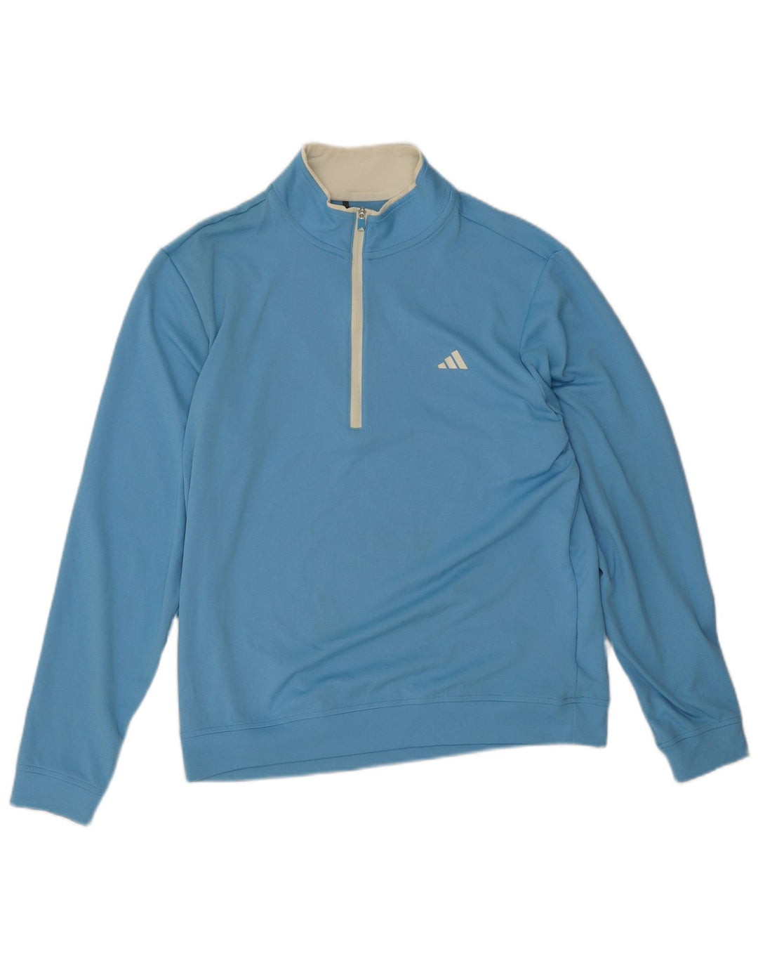 Top della tuta da ginnastica Adidas da uomo con zip e collo in poliestere blu medio
