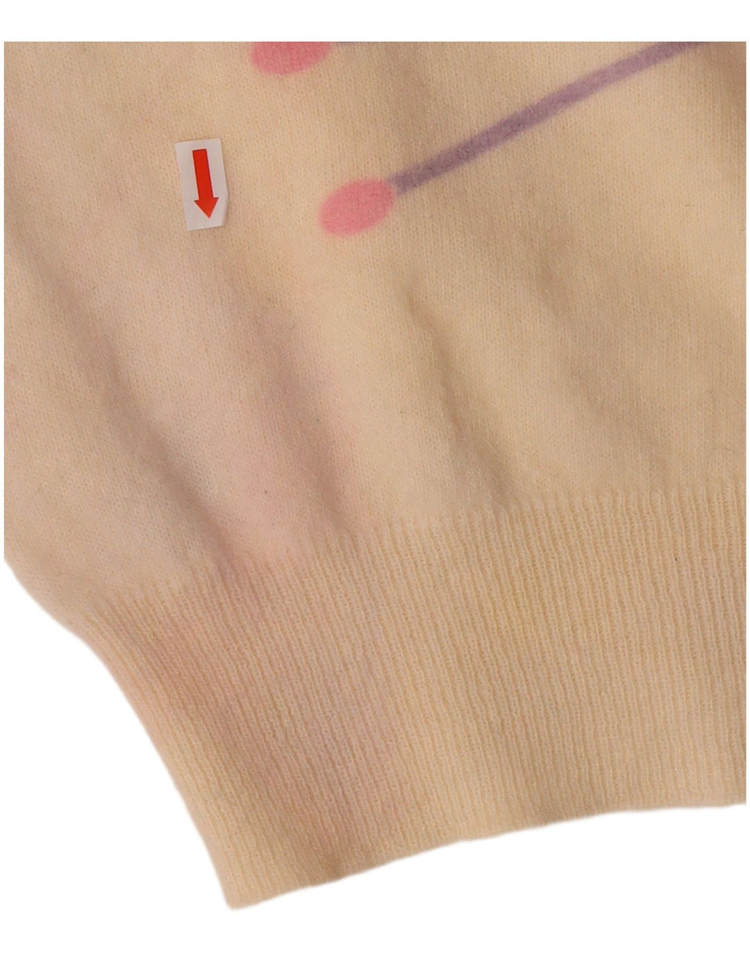 Maglione maglione girocollo da donna VINTAGE UK 16 grande bianco sporco geometrico