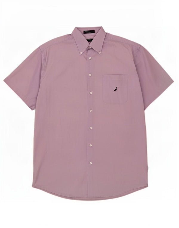 Camicia a maniche corte da uomo Nautica taglia 16 grande cotone viola
