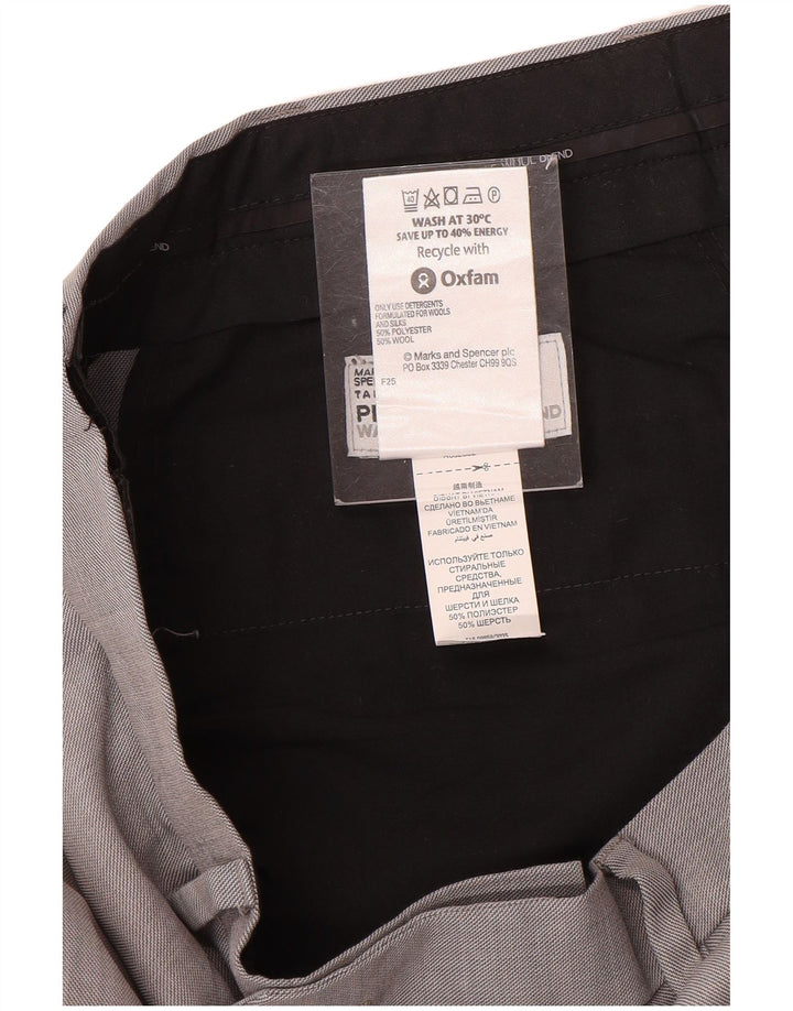 Pantaloni da abito dritti da uomo Marks & Spencer W34 L26 lana grigia