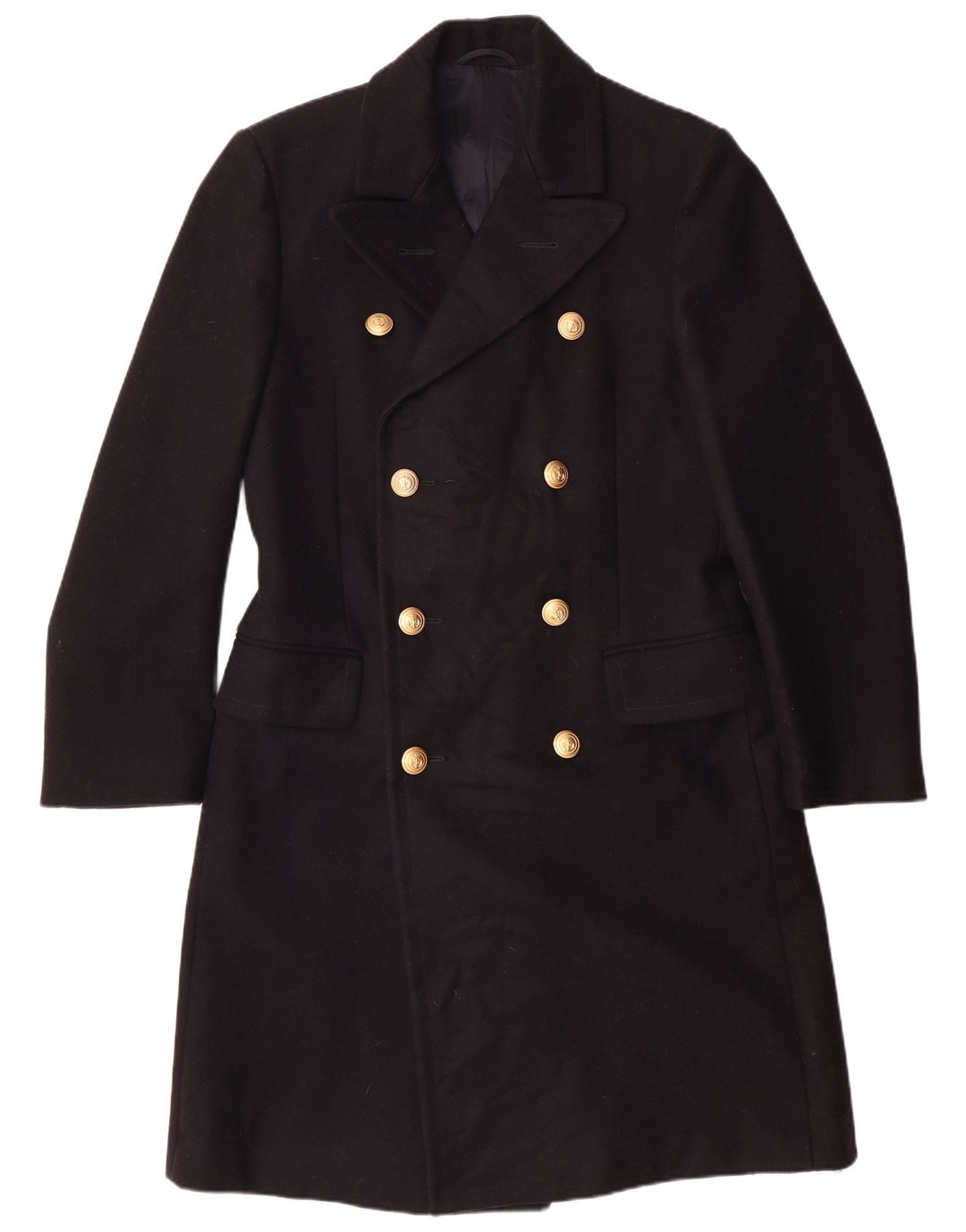 MARINA MILITARE Womens Double Breasted Overcoat IT 46 Large Black Wool