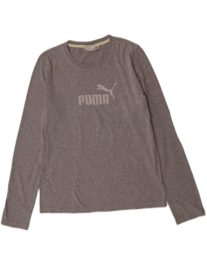 Puma Maglietta grafica da donna a maniche lunghe UK 14 Large Grigia