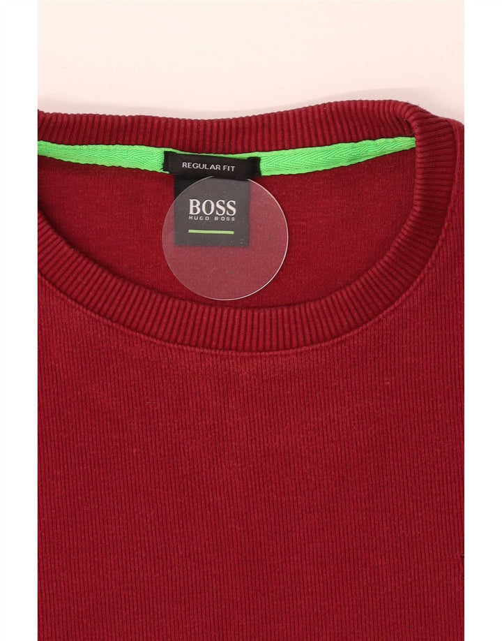 Hugo Boss Felpa da uomo con vestibilità regolare, maglione grande, cotone bordeaux