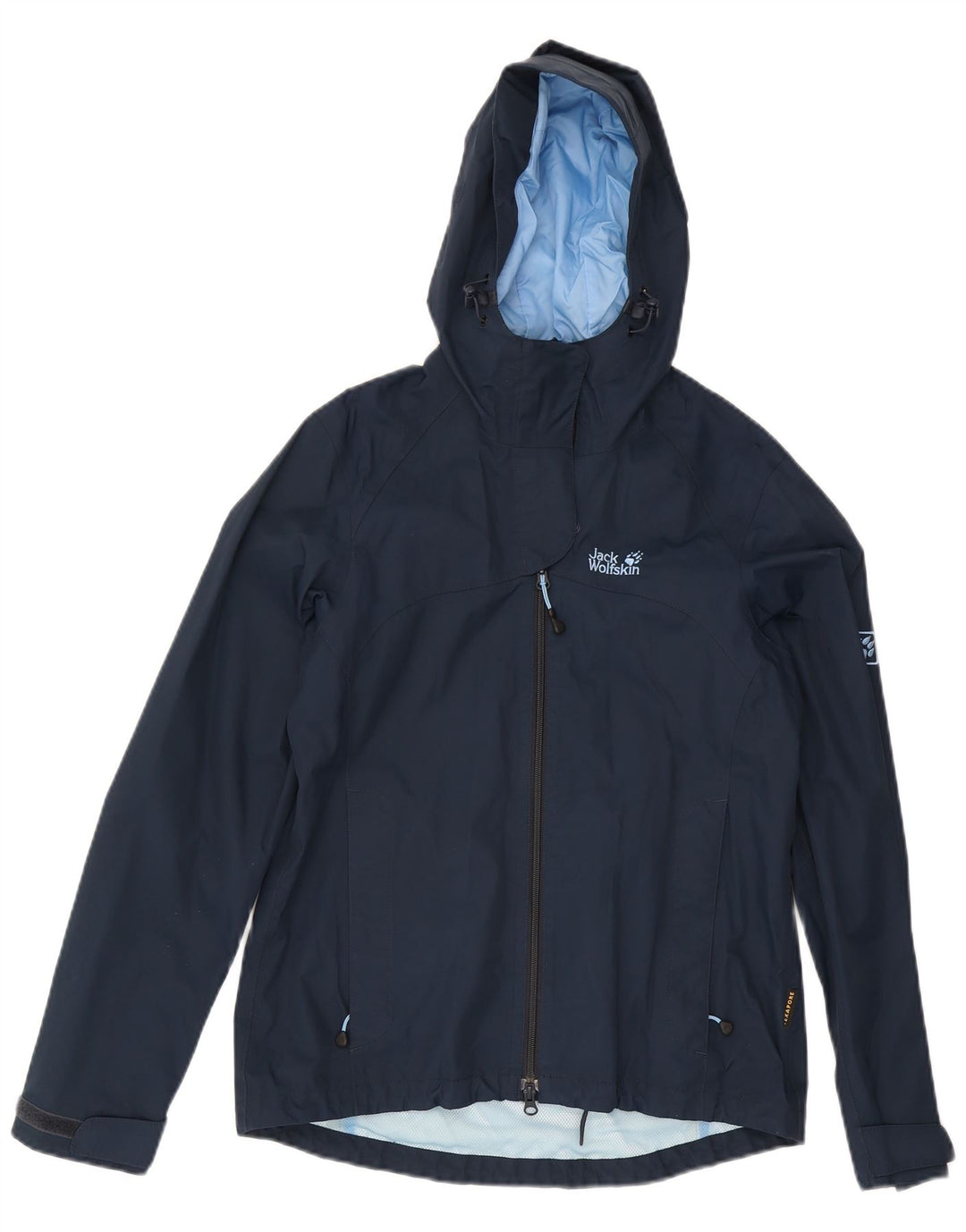 Giacca antipioggia con cappuccio da donna Jack Wolfskin UK 12/14 Medium Blu Navy Poliammide