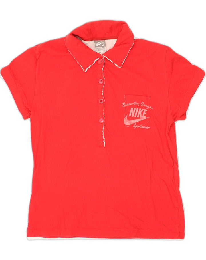 NIKE Girls Polo Shirt 15-16 Years XL Red Cotton | Vintage Nike | Thrift | Second-Hand Nike | Used Clothing | Messina Hembry 